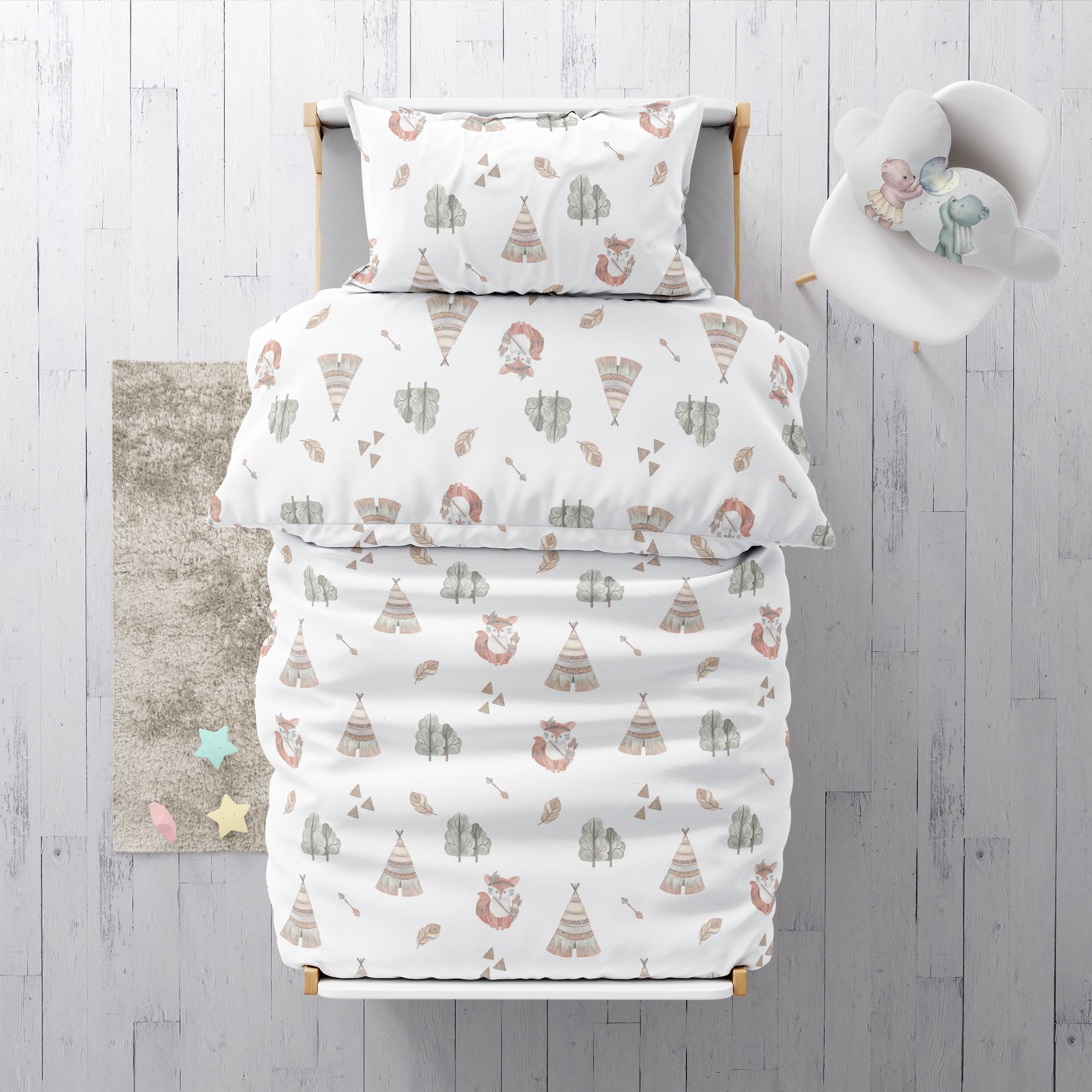 "Boho fox" premium children's bed linen